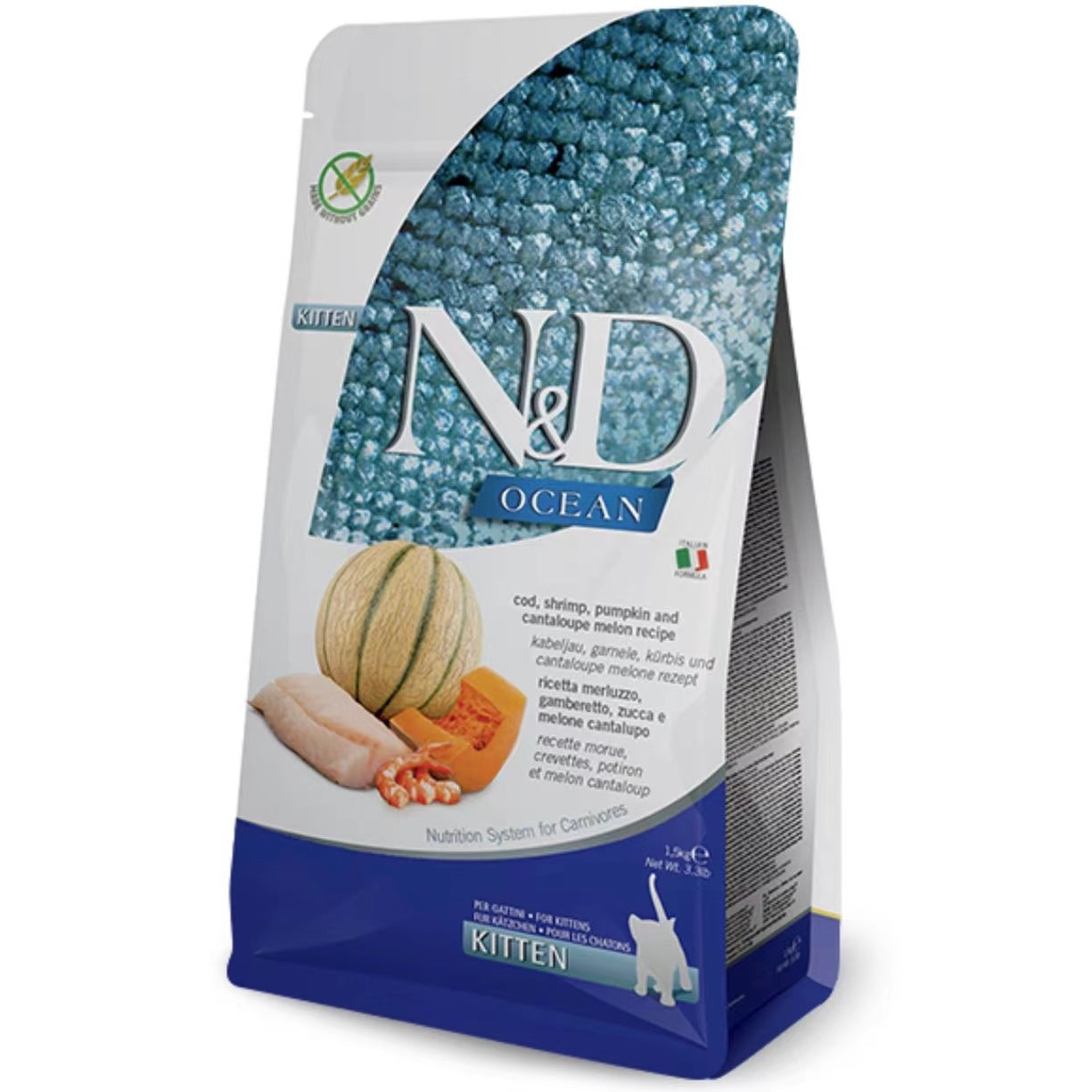 Farmina N&D Cod, Shrimp, Pumpkin, Cantaloupe Kitten Dry Food