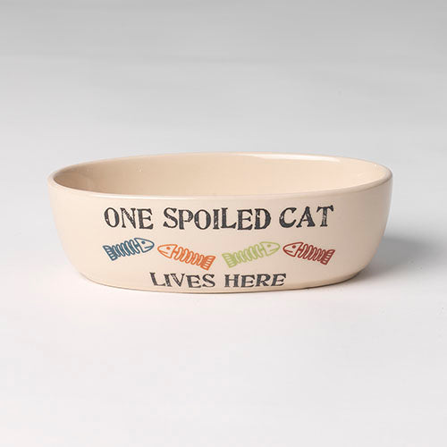 Petrageous Designs One Spoiled Cat 6.5" Oval Cat, Natural Multi, 2 cups