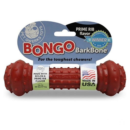 Pet Qwerks Bongo BarkBone Prime Rib Flavored Dog Chew Toy Medium