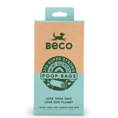 BECO PETS Poop Bags Spearmint Scent - 270 bags (18 rolls of 15)