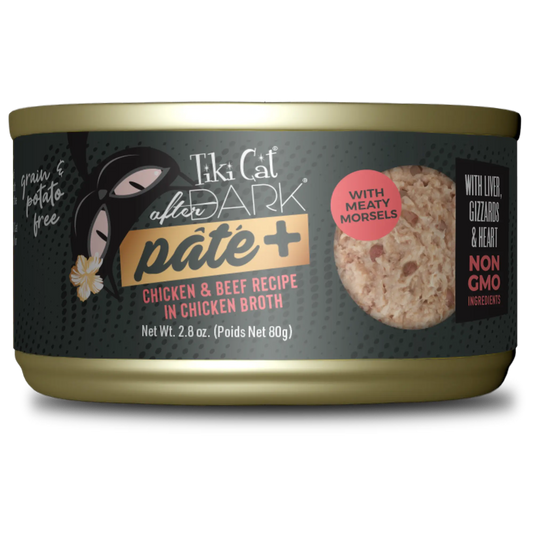 Tiki Cat After Dark Pate+ Chicken & Beef Recipe in Chicken Broth Wet Cat Food