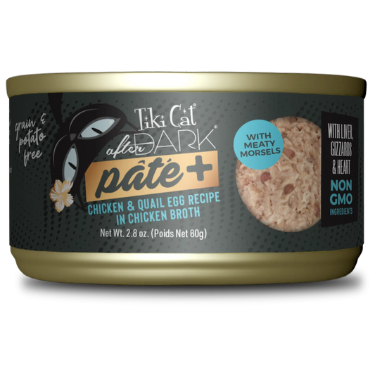 Tiki Cat After Dark Pate+ Chicken & Quail Egg Recipe in Chicken Broth Wet Cat Food