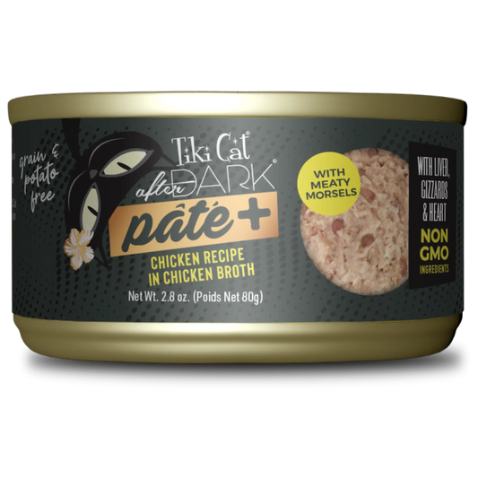 Tiki Cat After Dark Pate+ Chicken Recipe in Chicken Broth Wet Cat Food