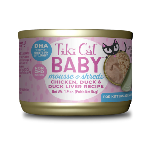 Tiki Cat Baby Shreds Chicken, Duck & Duck Liver Recipe Wet Kitten Food