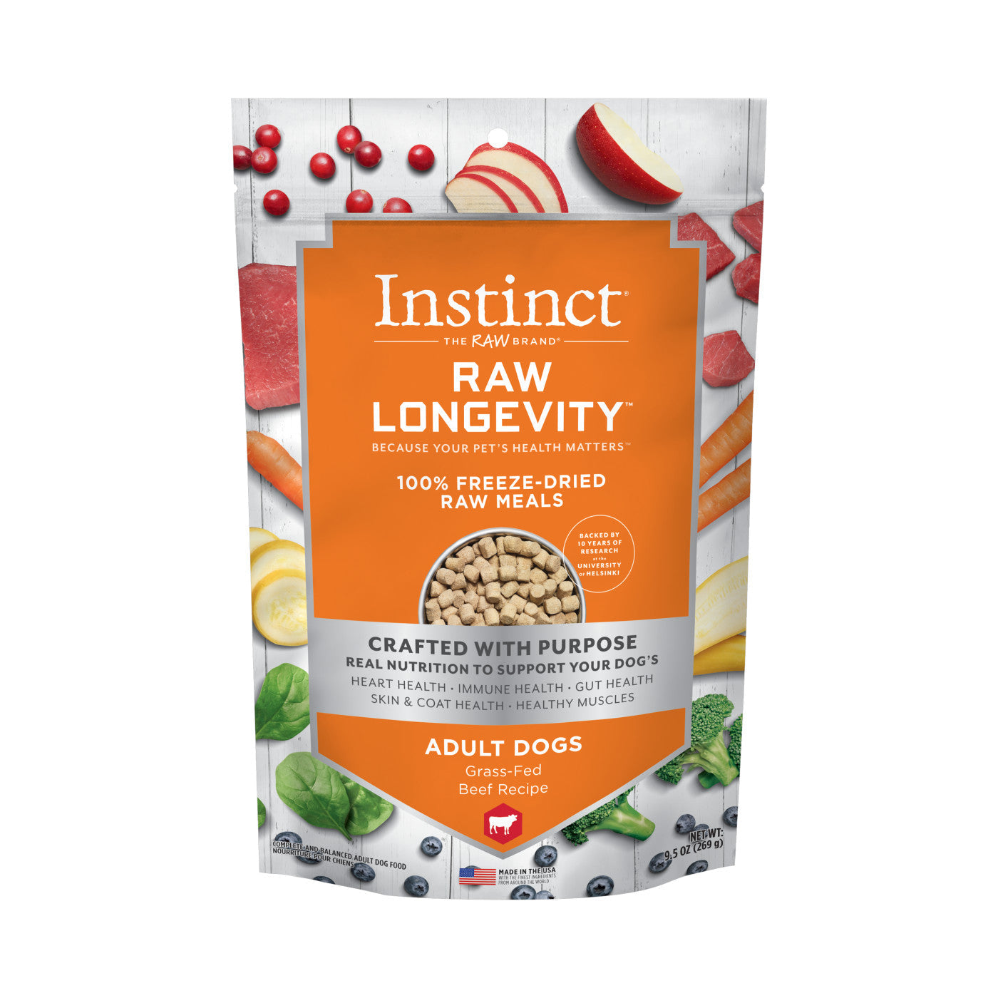 INSTINCT Longevity Freeze Dried Raw Meals Adult Beef Dog