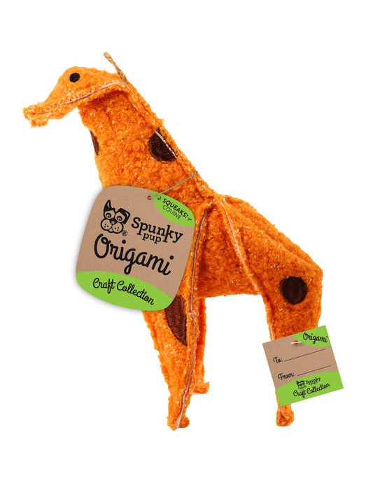 Spunky Pup Origami Plush Giraffe Dog Toy