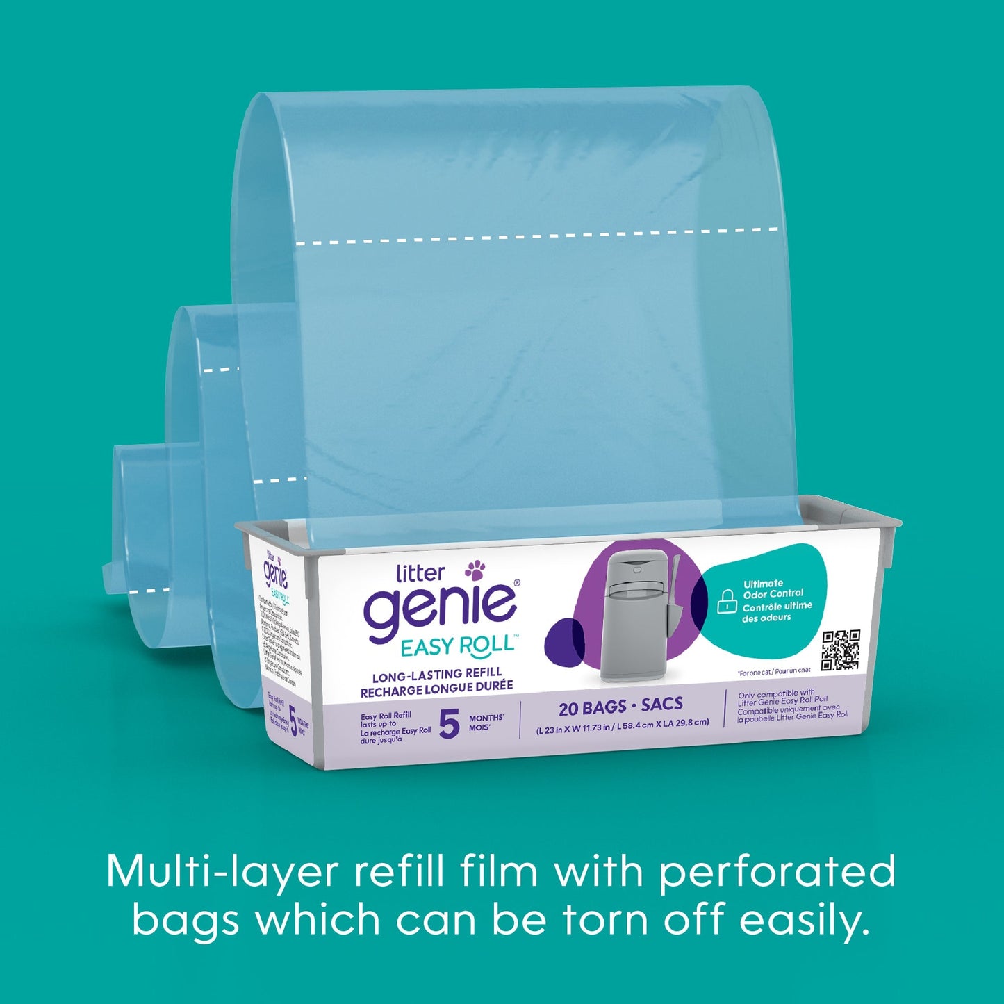 Litter Genie Easy Roll Long-Lasting Refill, 20 Bags (Up To 5 Months)