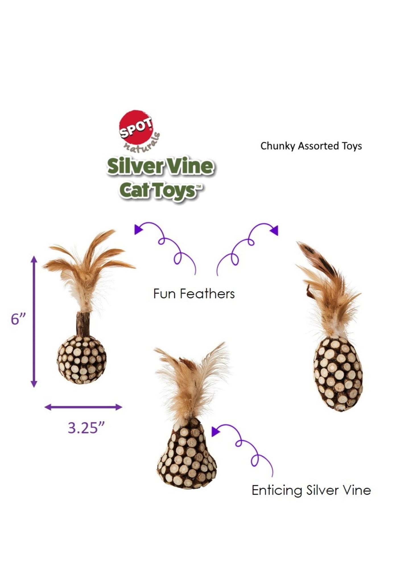SPOT Naturals Silvervine Chunky Assorted Cat Toy