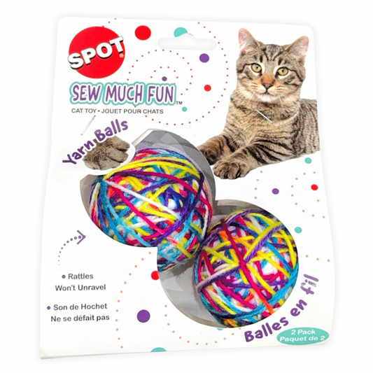 SPOT Sew Much Fun Yarn Ball Cat Toy 2.5"
