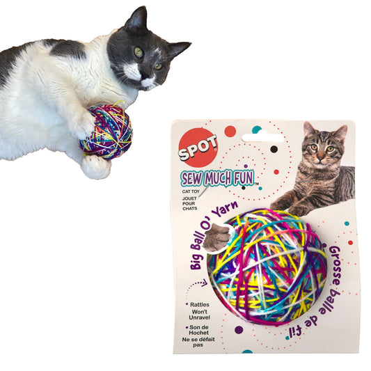SPOT Sew Much Fun Yarn Ball 3.5" Cat Toy