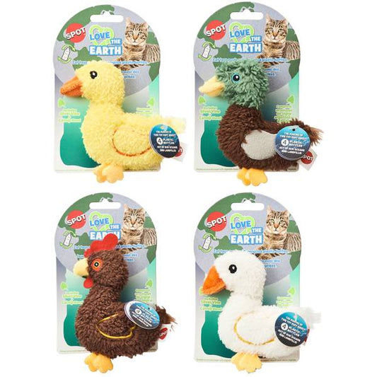 SPOT Love The Earth Barnyard Bird Assorted 4" Cat Toy