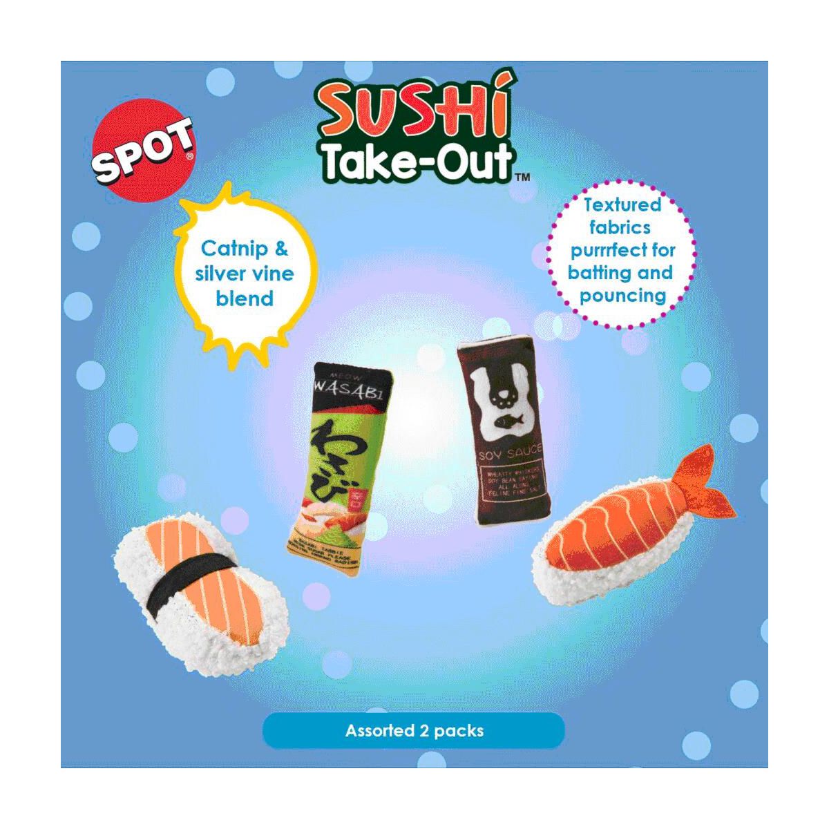 SPOT Sushi Take Out Assorted Cat Toy