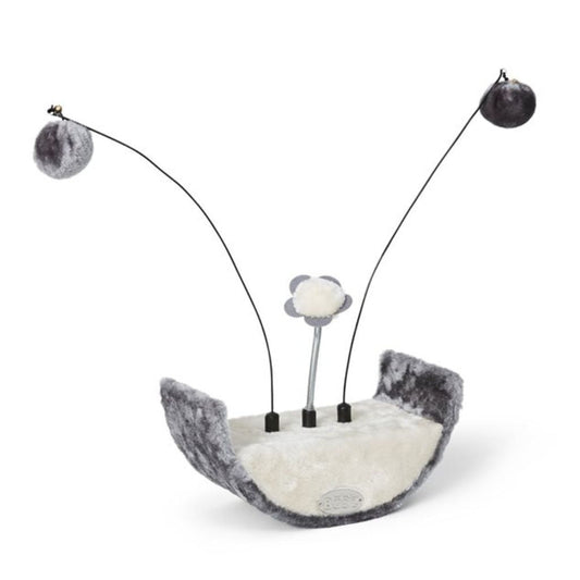 Bud-Z Craddle Shaped Toy with Pompoms on Springs Grey