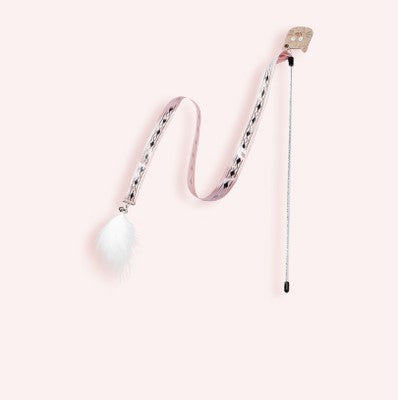 TouchCat Cat Teaser Feather - Ribbon White