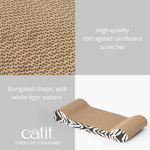 Catit Style Patterned Cat Scratcher with Catnip - White Tiger - Lounge