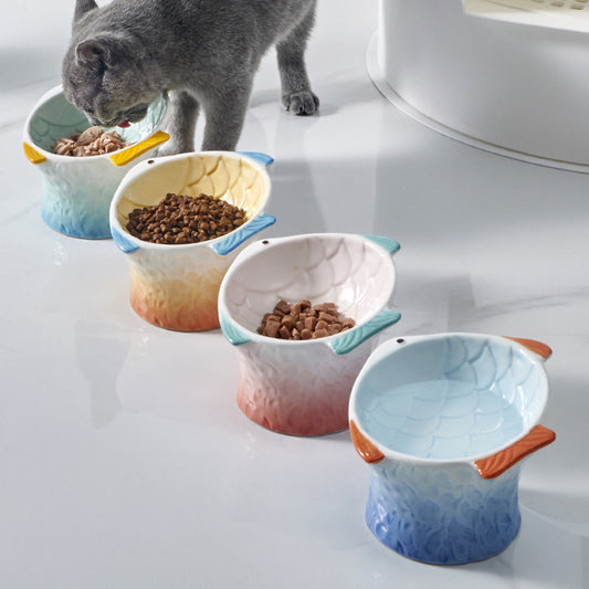 Hocc Gradient Fish Porcelain Pet Bowl