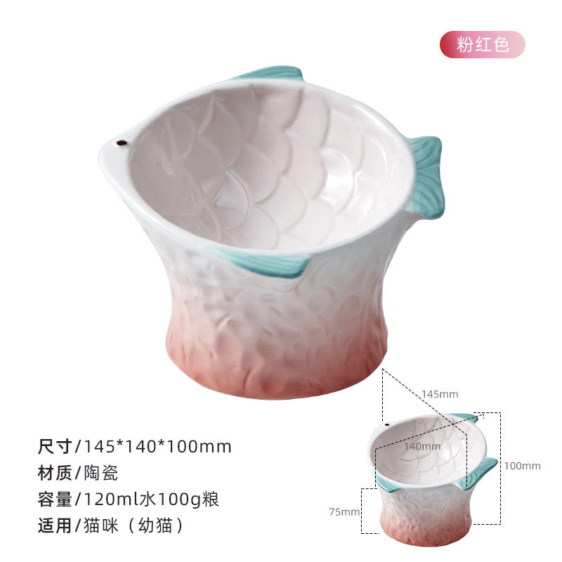 Hocc Gradient Fish Porcelain Pet Bowl