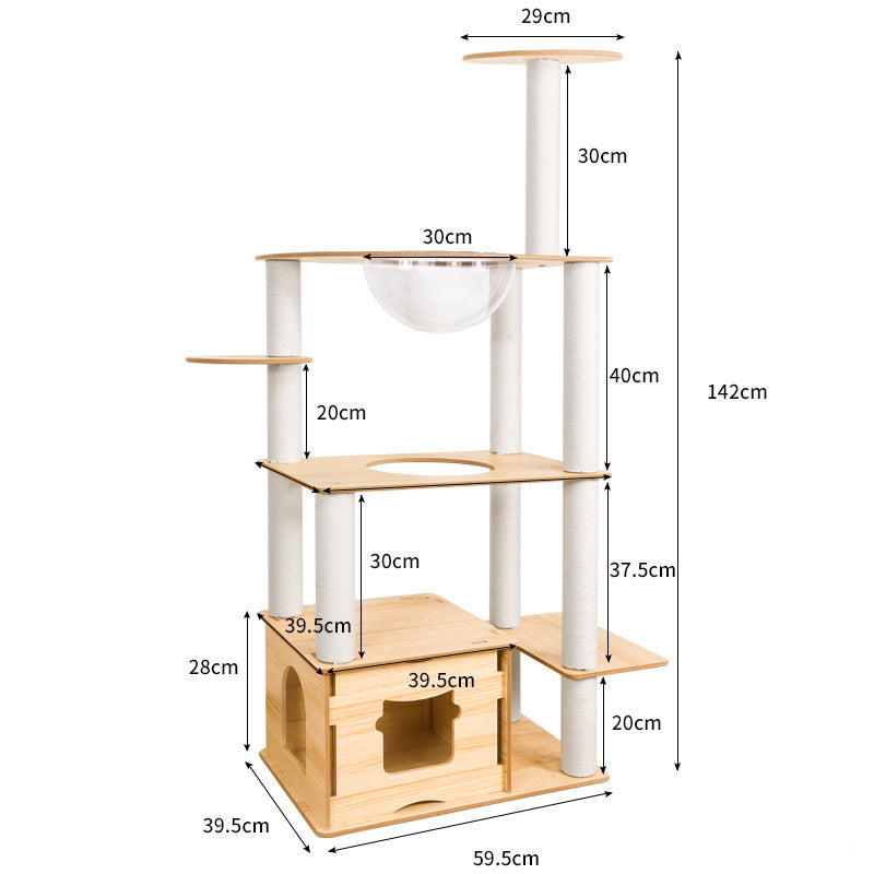 PT Wooden Capsule Cat Tree