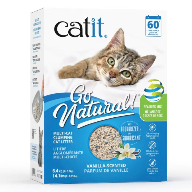 Catit Go Natural! Pea Husk Mix Multi-Cat Clumping Cat Litter - Vanilla