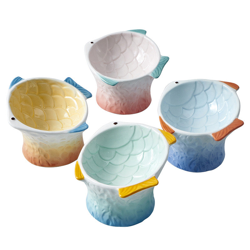 Hocc Gradient Fish Porcelain Pet Bowl