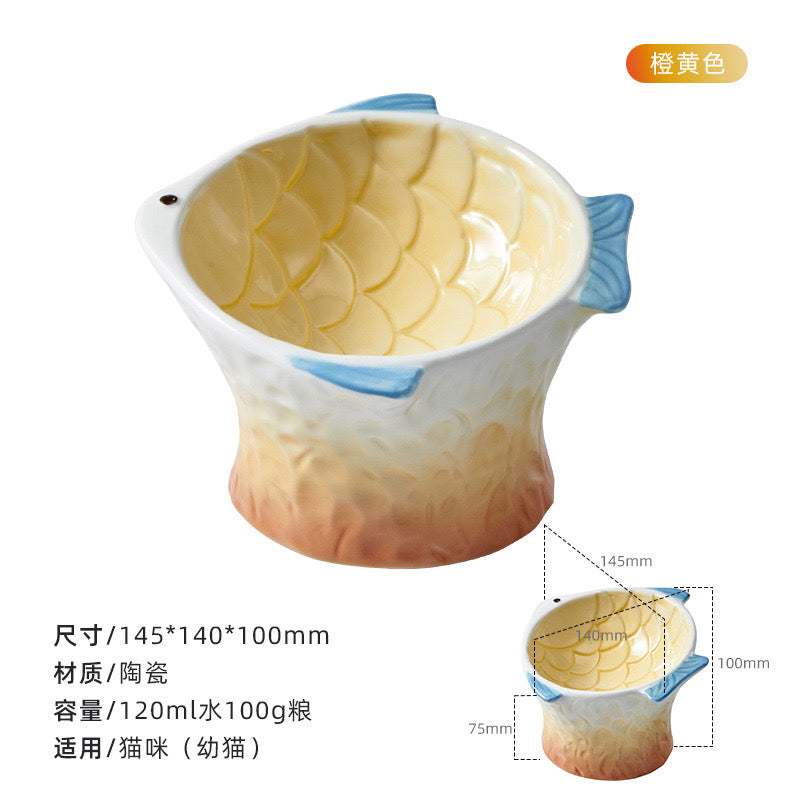 Hocc Gradient Fish Porcelain Pet Bowl