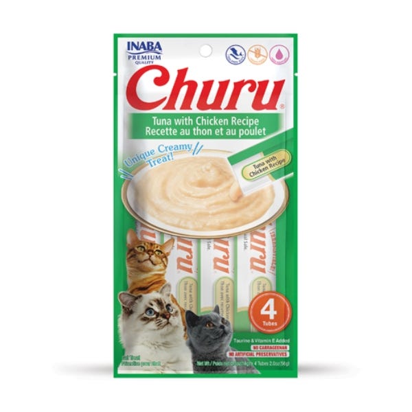 INABA CHURU PURÉES Tuna with Chicken Recipe (4 Pack)