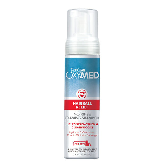 Tropiclean Oxymed Hairball Relief No Rinse Foaming Cat Shampoo