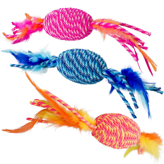 SPOT Elasteeez Roller & Feather Assorted Cat Toy