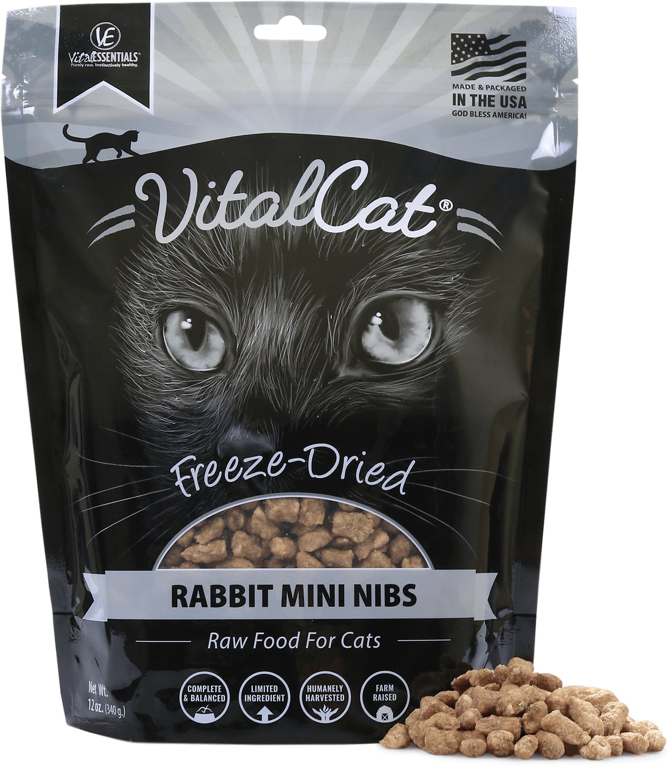 VE VitalCat Rabbit Freeze-Dried Mini Nibs Food 12 oz