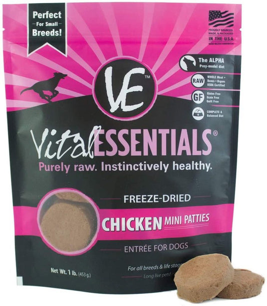 VE Dog Chicken Freeze-Dried Mini Patties Food 1lb