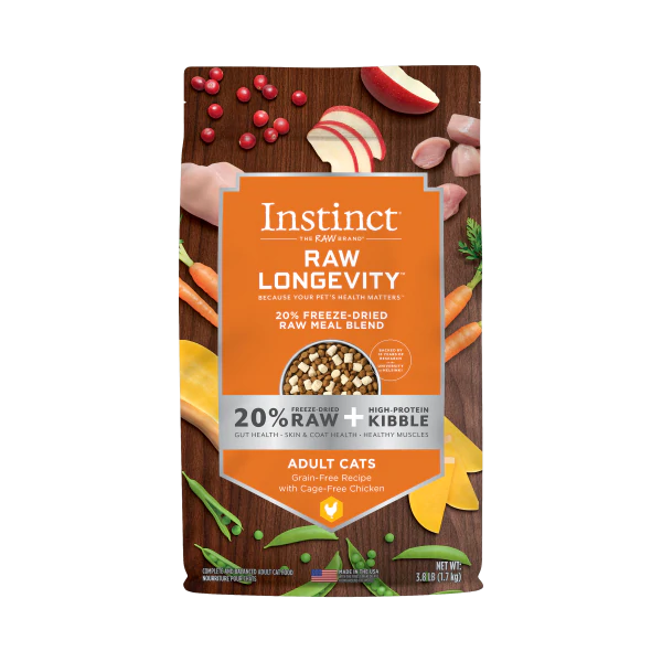 INSTINCT Longevity 20% Freeze Dried Raw Meal Blend Adult Chicken Cat