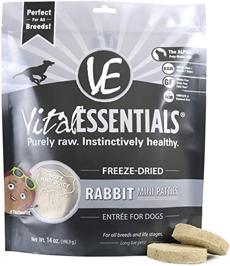 VE Dog Rabbit Freeze-Dried Mini Patties Food 14 oz