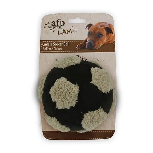 All for Paws Lamb Cuddle Soccer Ball, 6in, Assorted (White/Grey/Tan)