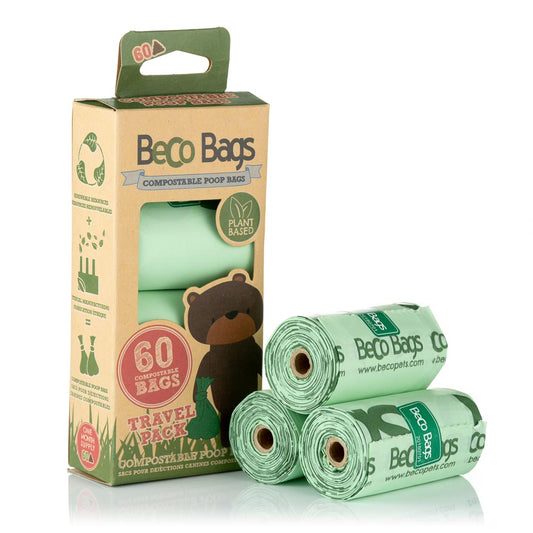 BECO PETS Poop Bags Travel Pk - 60 bags (4 rolls of 15)