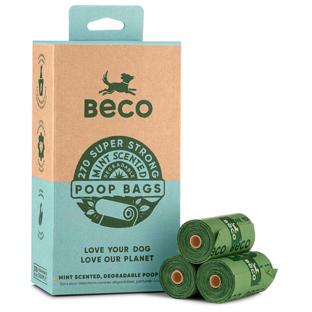 BECO PETS Poop Poop Bags Spearmint Scent - 120 bags (8 rolls of 15)