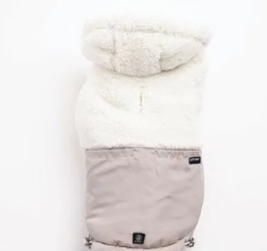 Silver Paw Quilted Jacket Hoodie - Tan