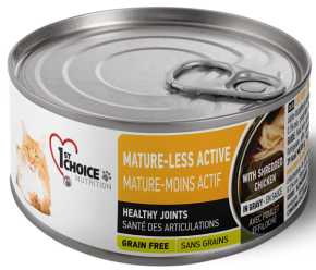 1st Choice Grain-Free Canned Cat Shredded Senior, Mature-Less Active (Chicken)
