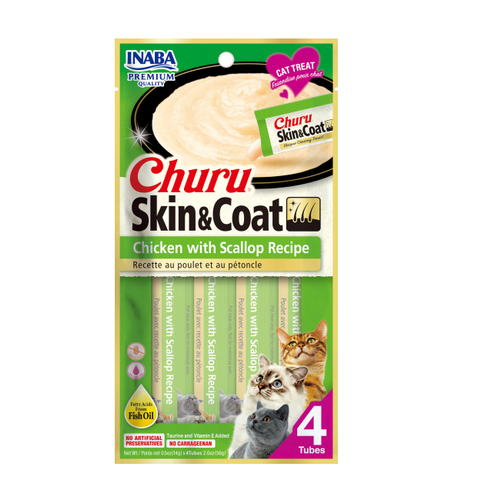 INABA Cat Churu Skin & Coat (Chicken w/ Scallop Recipe)