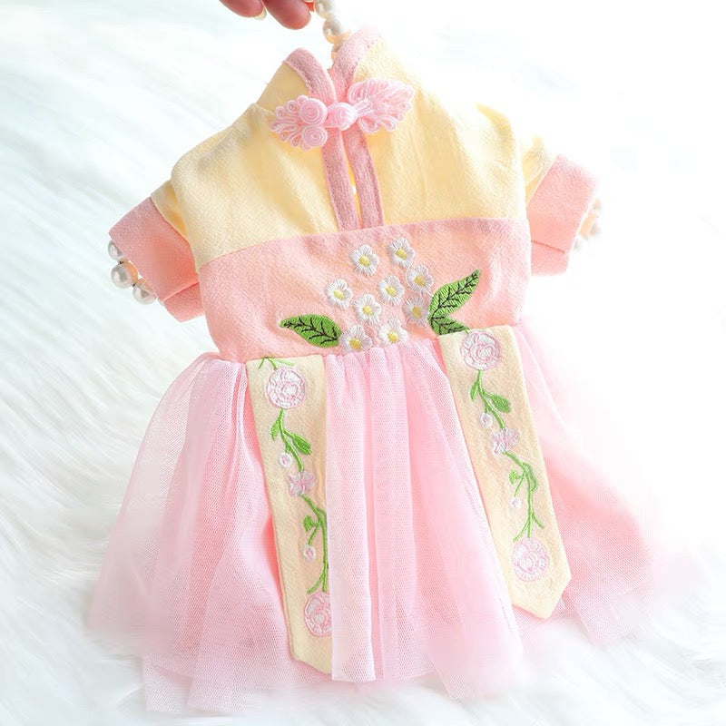 PT Traditional Chinese Hanfu Spring Dresses Yellow
