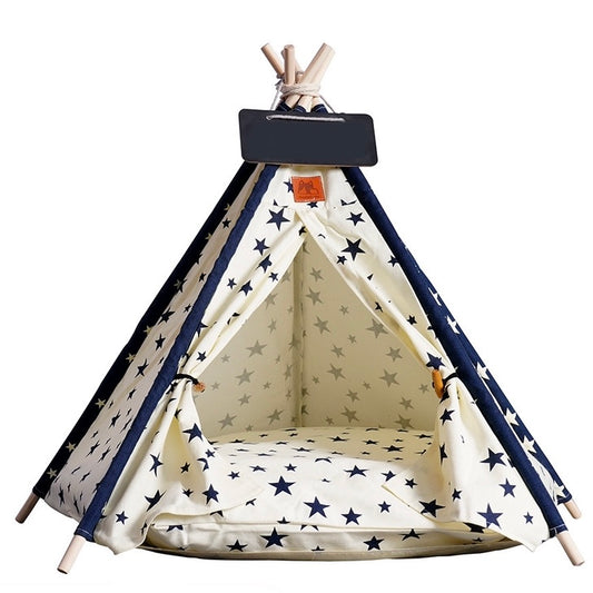 PT Pet Tent - White Blue Star