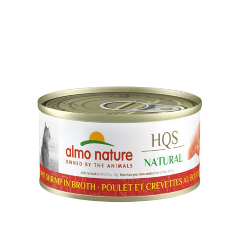 Almo Nature HQS Natural Chicken w/ Shrimp in Broth Cat Can