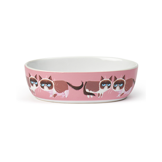 Petrageous Designs Grumpy Cat MILDLY AMUSED 7" Oval Bowl, Pink 2 cups