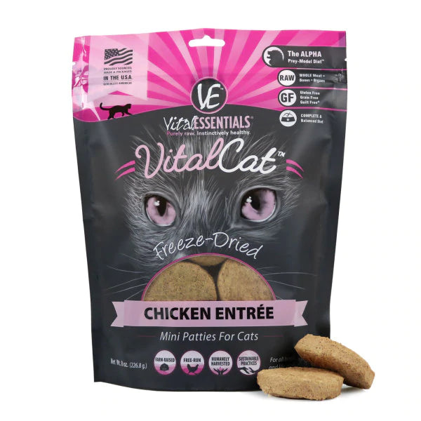 VE VitalCat Chicken Freeze-Dried Mini Patties Food 8 oz